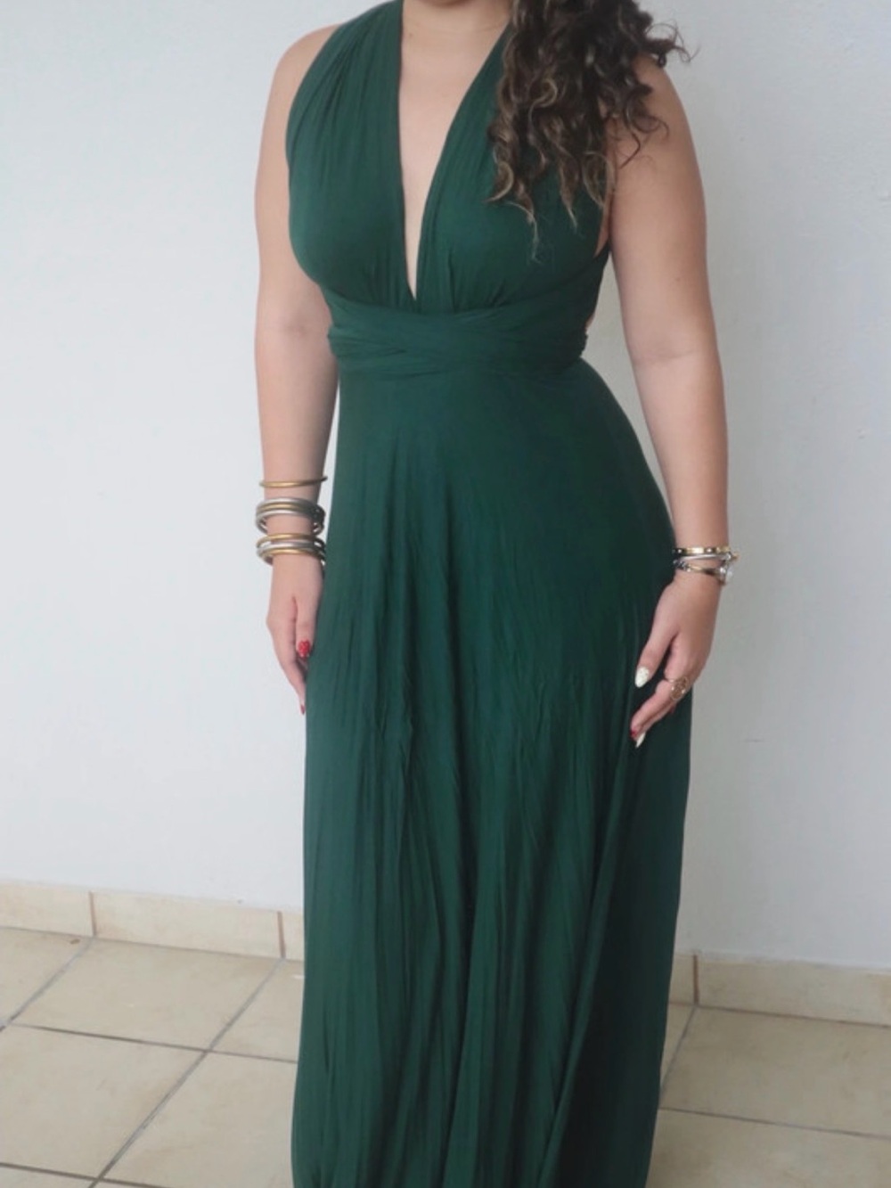 Deep Green multiway Maxi Dress - Elegant Evening Gown